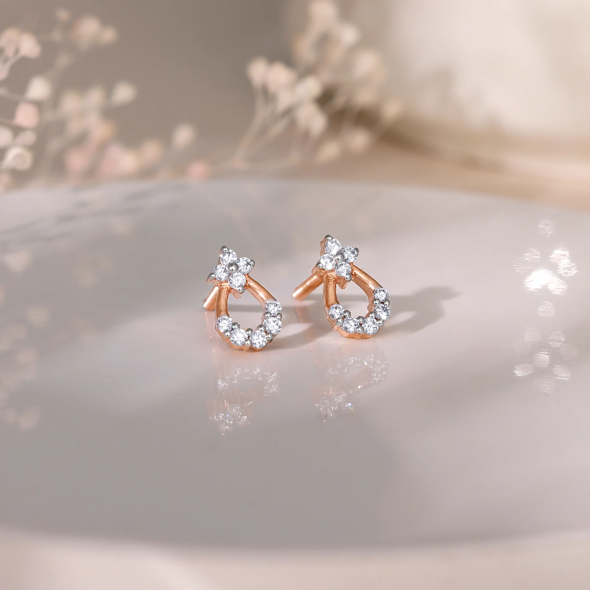 Rose Gold Blissful Dreams Diamond Earrings - Image 2