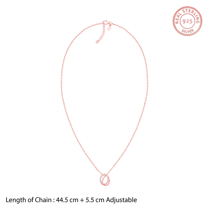 Rose Gold Bloom Ovate Pendant with Link Chain - Image 6