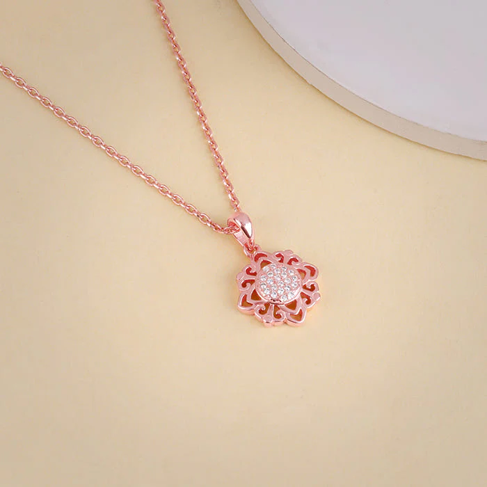 Rose Gold Bloomie Pendant With Link Chain - Image 2