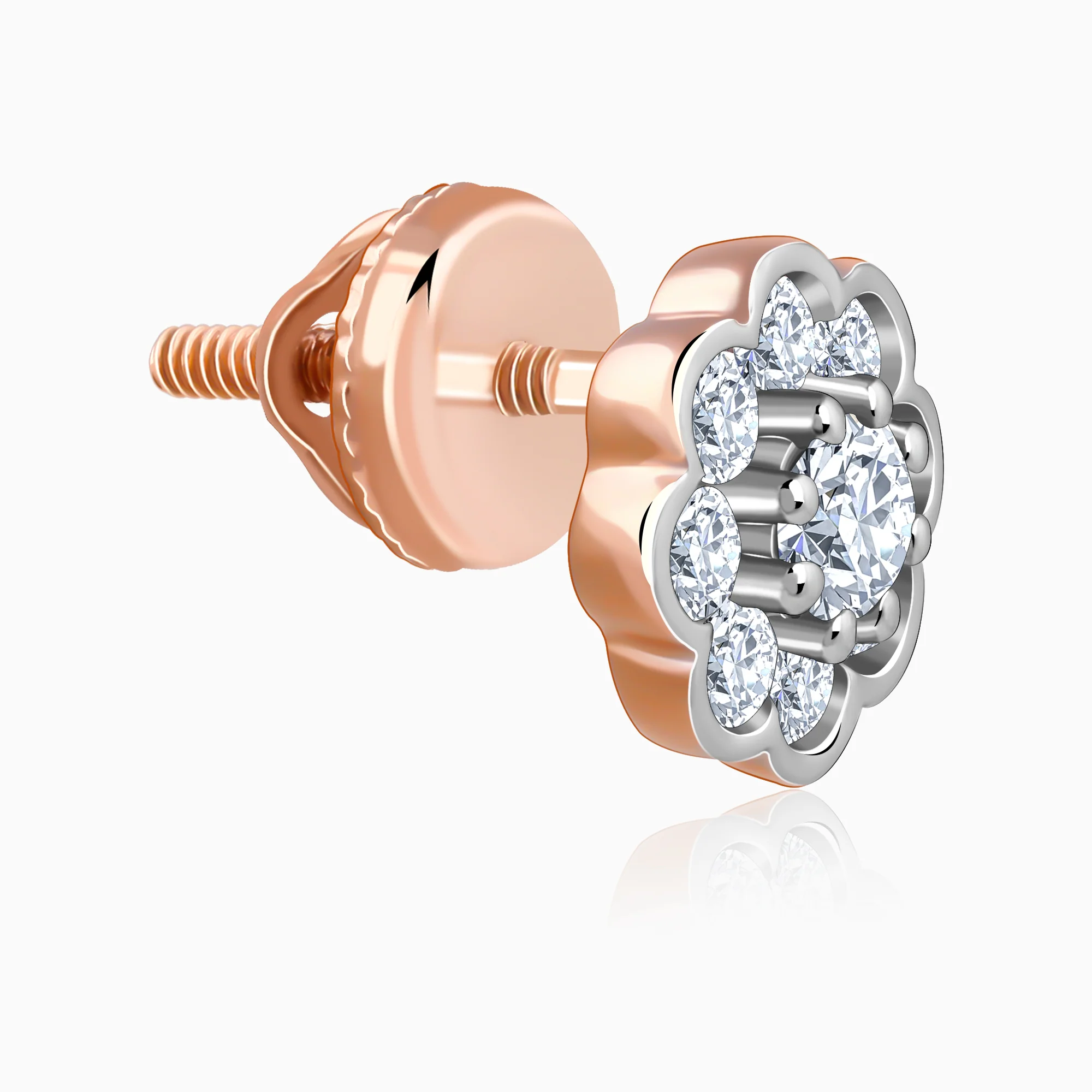 Rose Gold Blooming Cluster Lab Grown Diamond Earrings - Image 4
