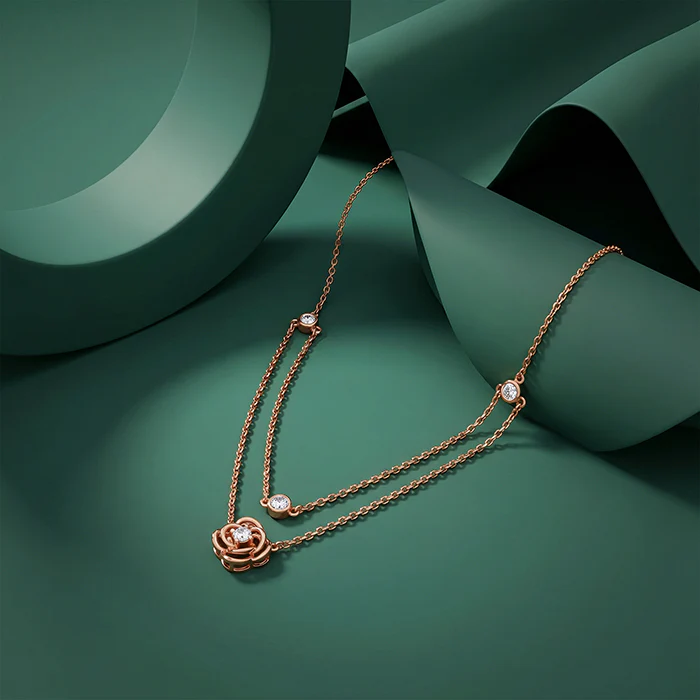 Rose Gold Blossom Layered Necklace - Image 2