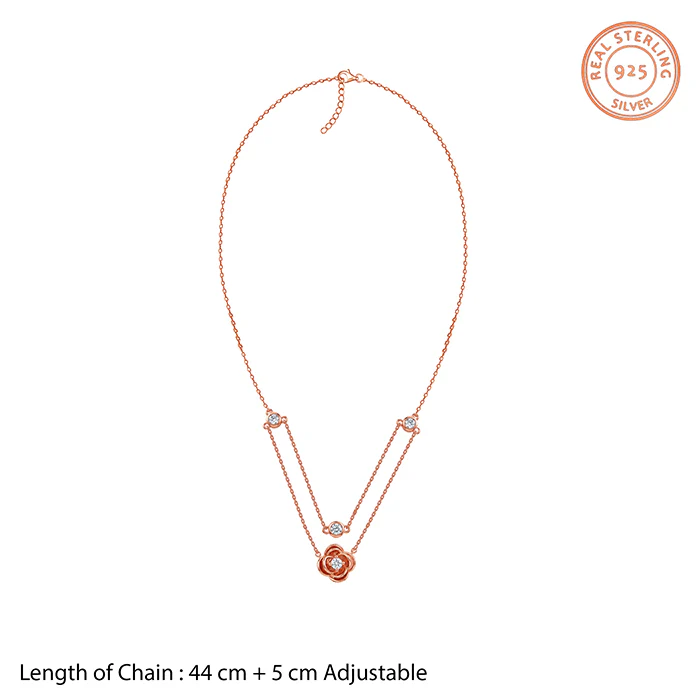 Rose Gold Blossom Layered Necklace - Image 5