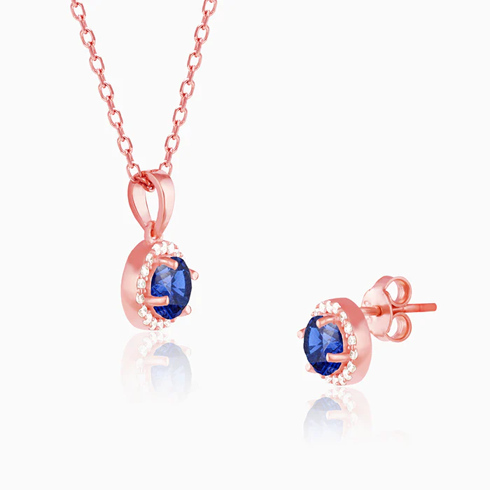 Rose Gold Blue Velvet Set - Image 5