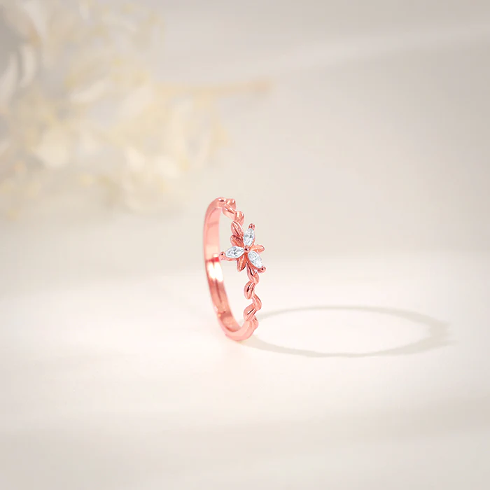 Rose Gold Bluebell Floral Ring - Image 2