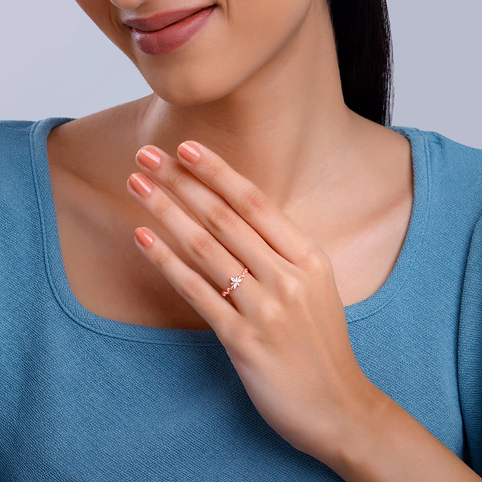 Rose Gold Bluebell Floral Ring - Image 3
