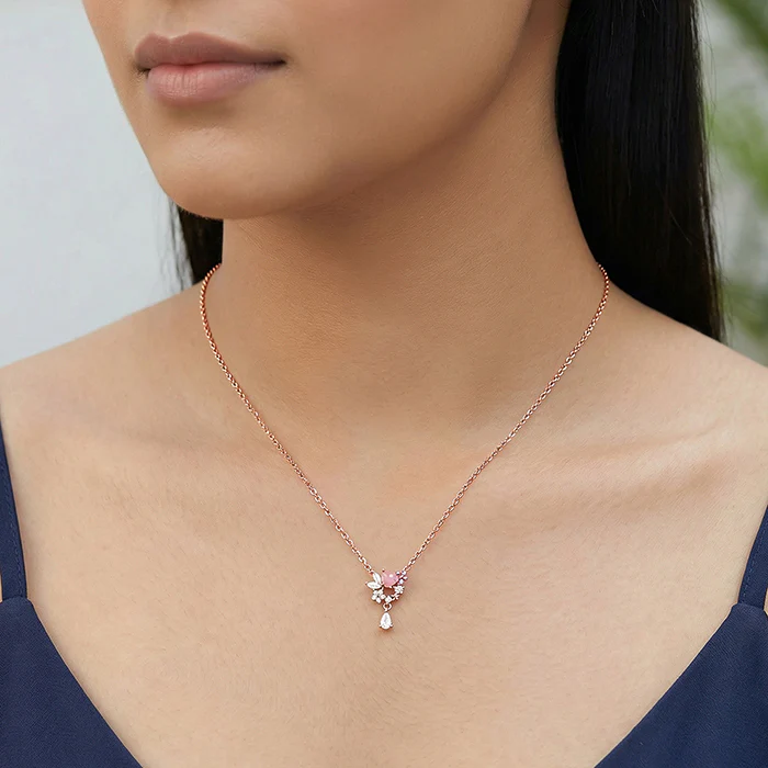 Rose Gold Blushing Blooms Necklace - Image 3
