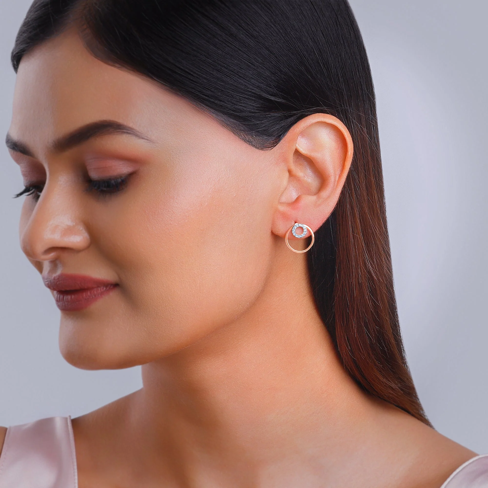Rose Gold Bold & Bae Convertible Diamond Earrings - Image 4