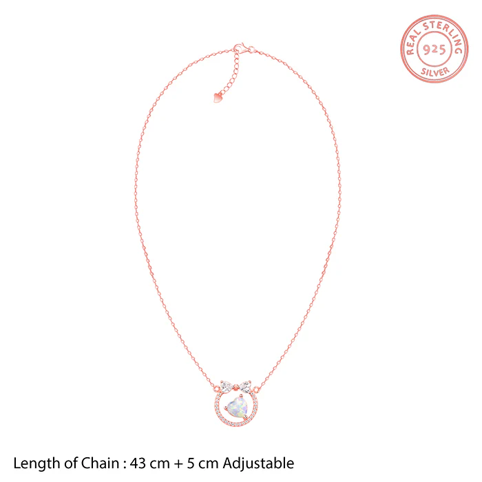 Rose Gold Bow Heart Necklace - Image 6