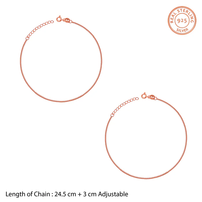 Rose Gold Box Chain Anklet - Image 4