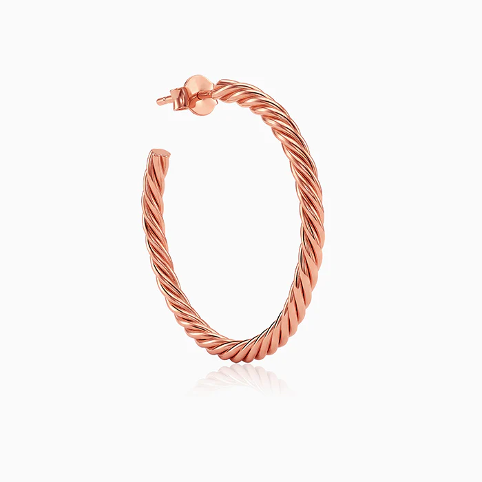 Rose Gold Braidy Hoop Earrings - Image 4