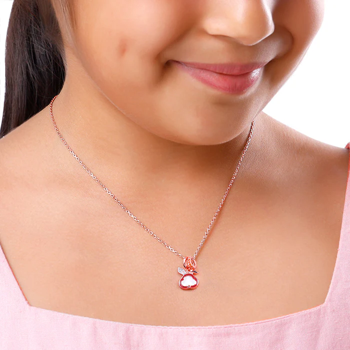 Rose Gold Bunny Kids Pendant With Link Chain - Image 3