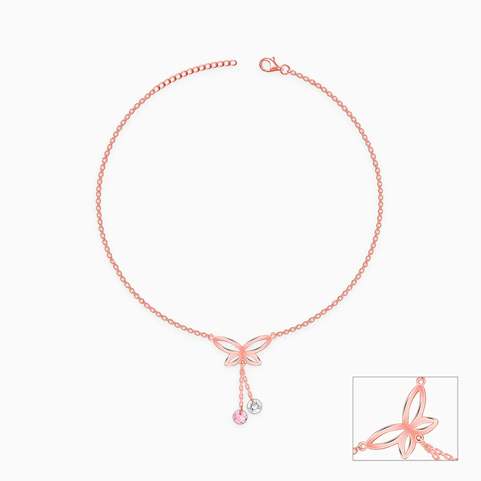 Rose Gold Dancing Flutter Anklet - Image 4