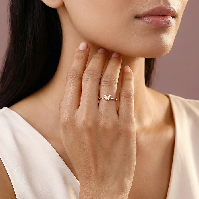 Rose Gold Butterfly Glow Ring (Size 12) - Image 3