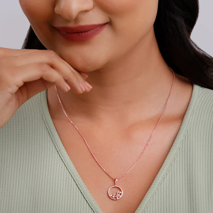 Rose Gold Butterfly Pendant with Link Chain - Image 3