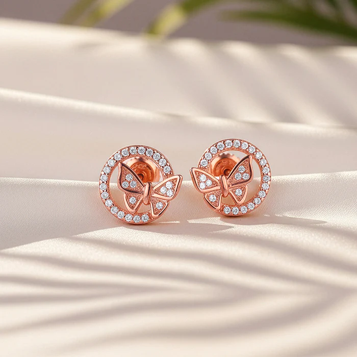 Rose Gold Butterfly Studs - Image 2