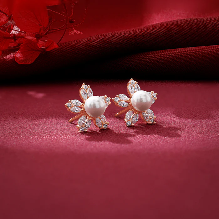 Rose Gold Byeol Pearl Earrings - Image 2