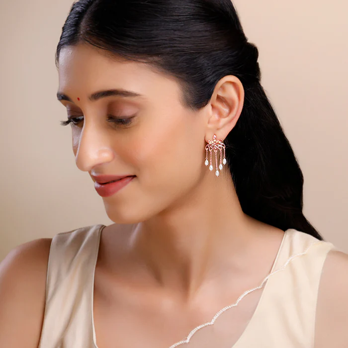 Rose Gold Cascade Danglers - Image 3