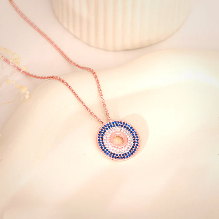 Rose Gold Glittering Joy Pendant With Link Chain - Image 2
