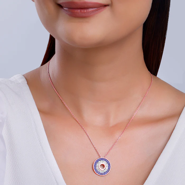 Rose Gold Glittering Joy Pendant With Link Chain - Image 3