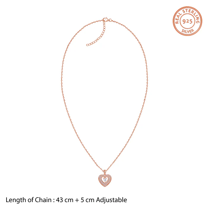 Rose Gold Celeste Heart Pendant With Link Chain - Image 4