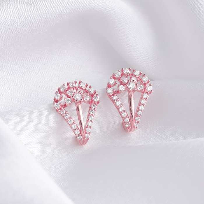 Rose Gold Celestial Half Moon Earrings - Image 2
