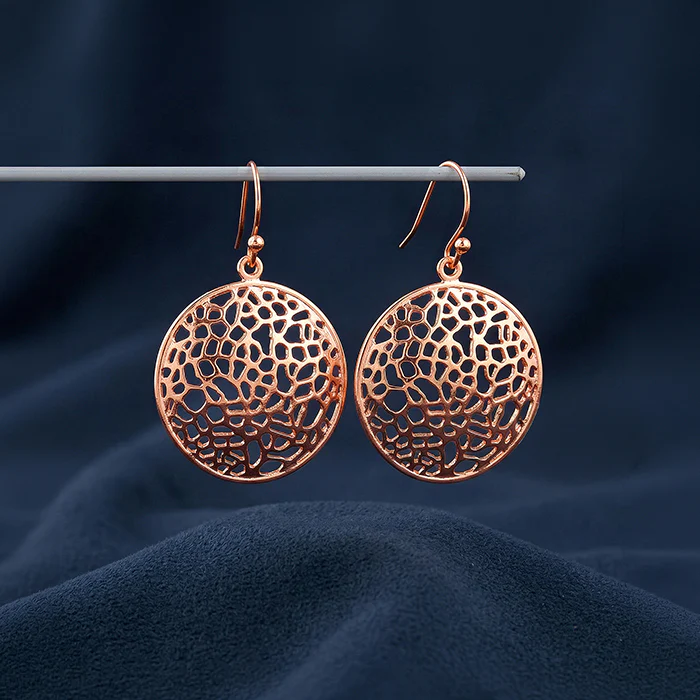 Rose Gold Cellular Filigree Earrings - Image 2