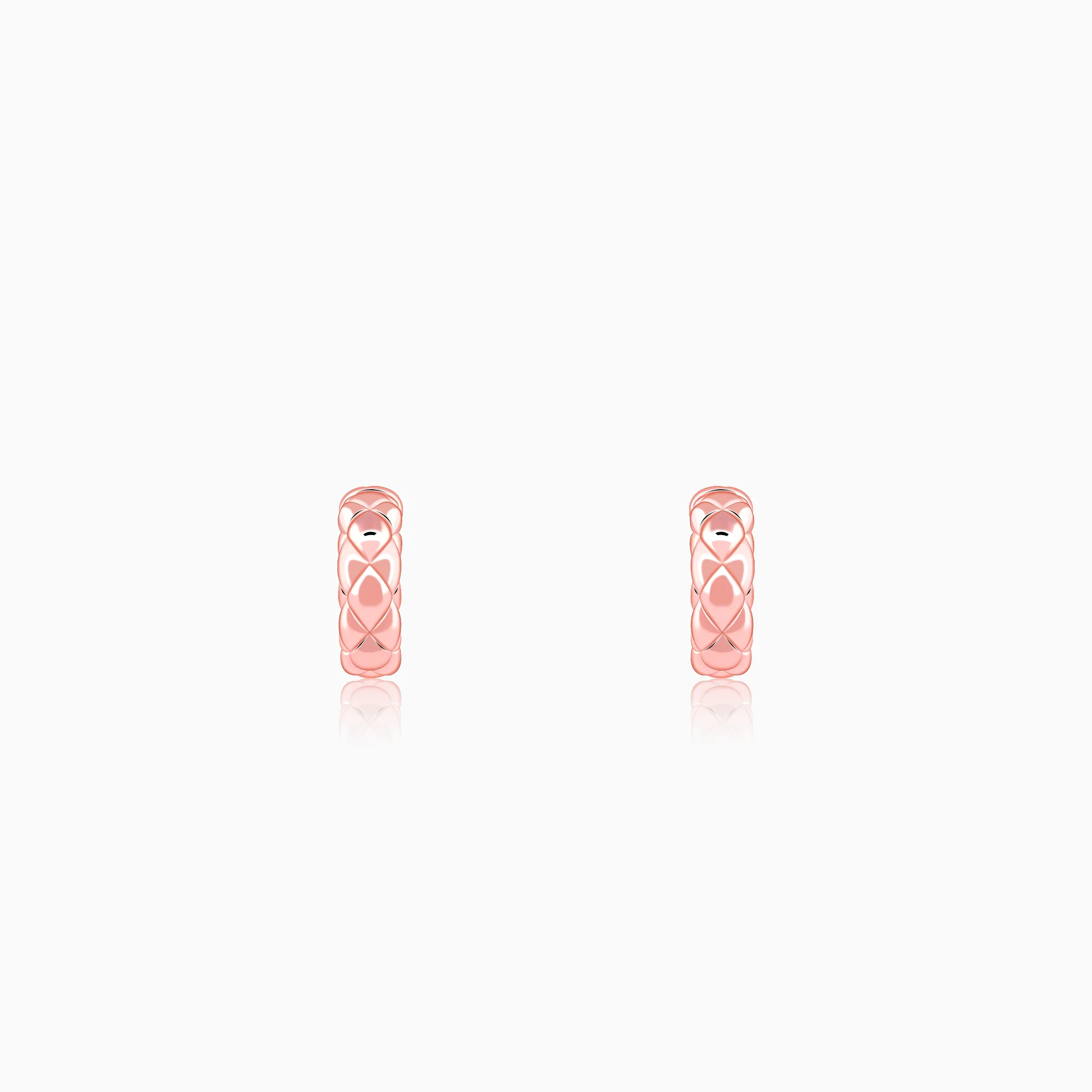 Rose Gold Chequred J Stud Earrings