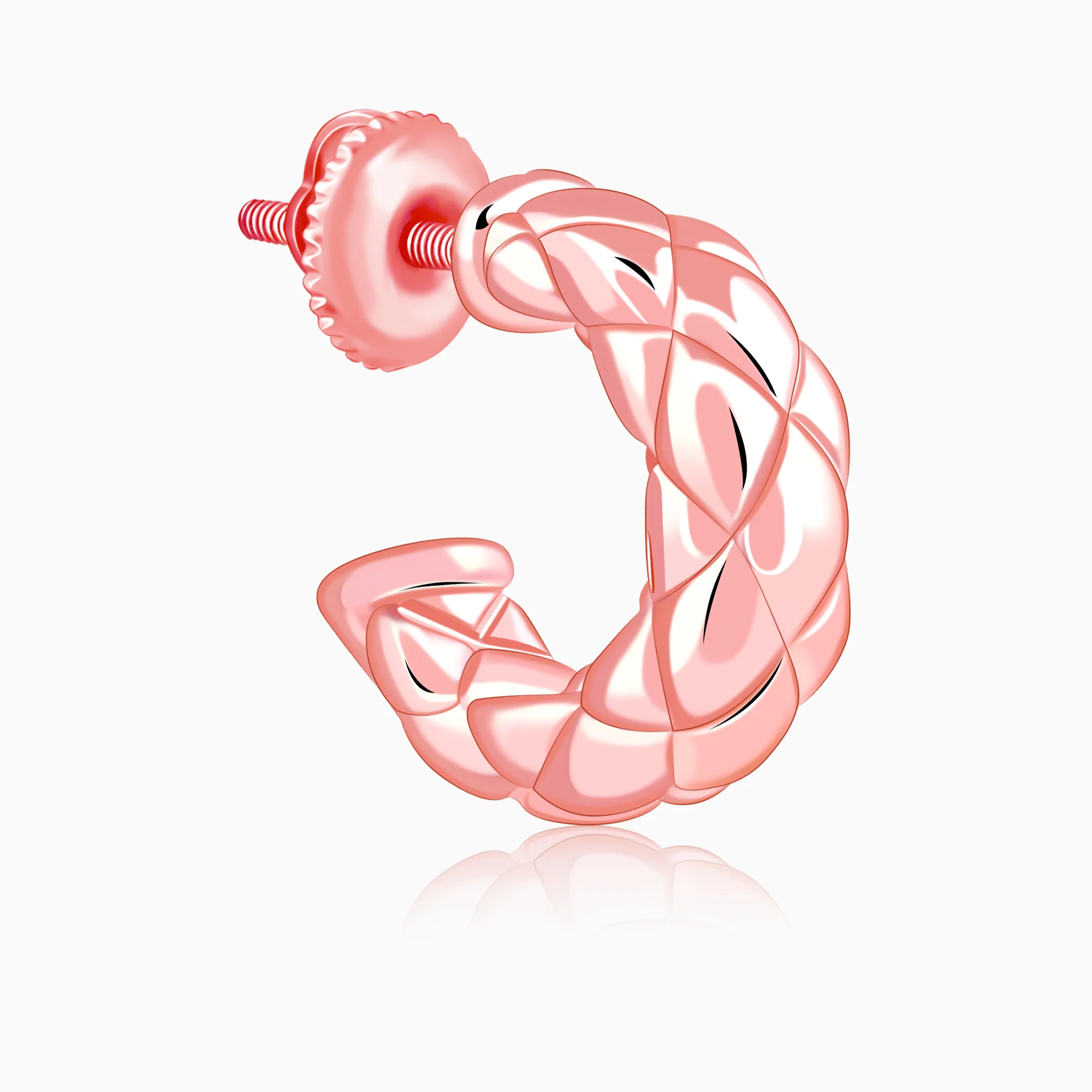 Rose Gold Chequred J Stud Earrings - Image 4