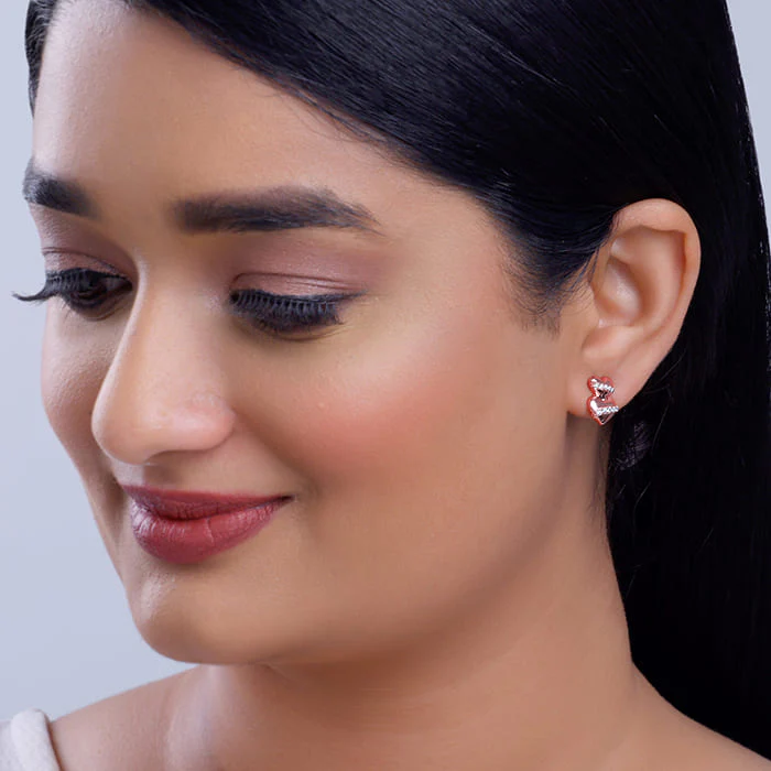 Rose Gold Cherished Sparkle Stud Earrings - Image 3