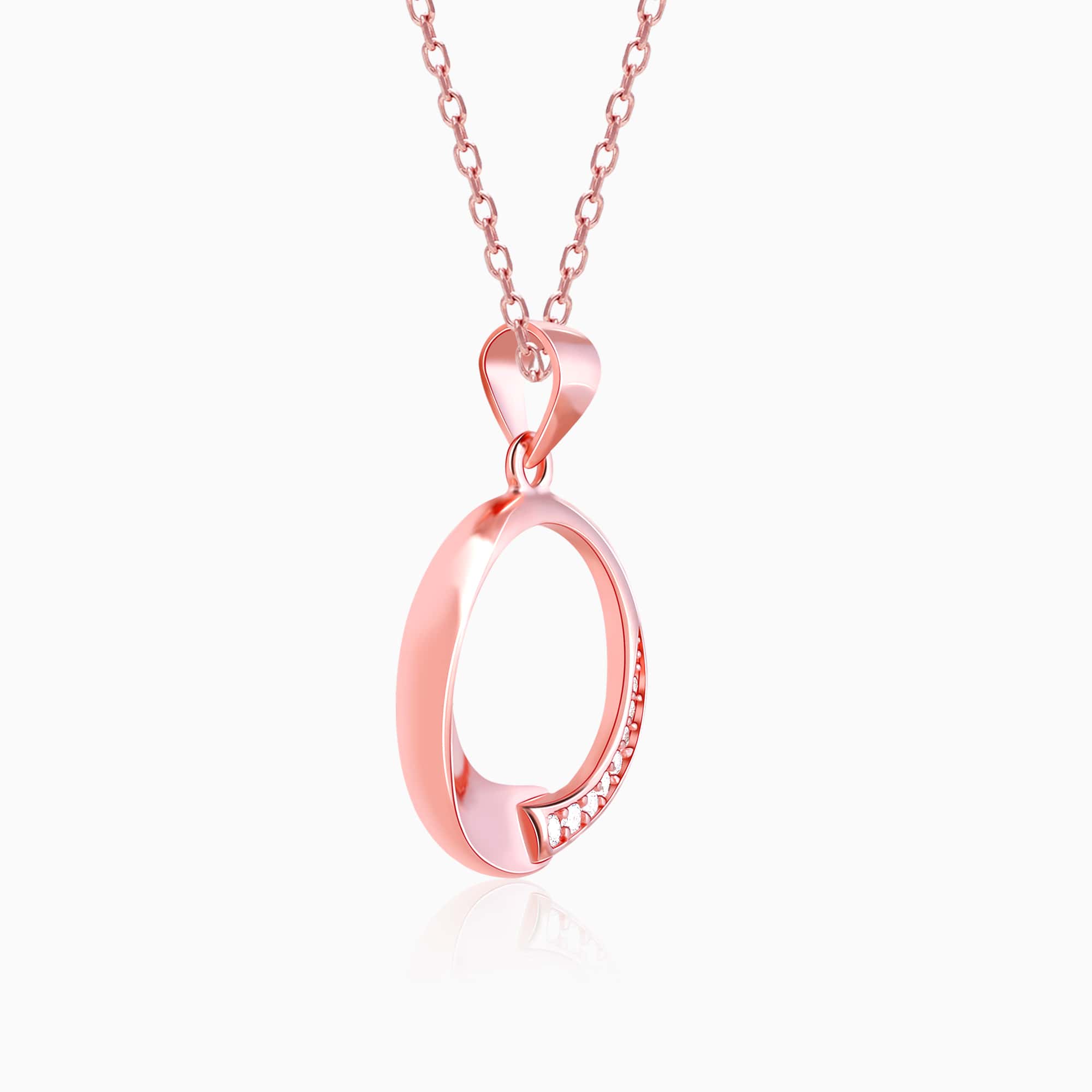 Rose Gold Circle of Love Pendant with Link Chain - Image 4