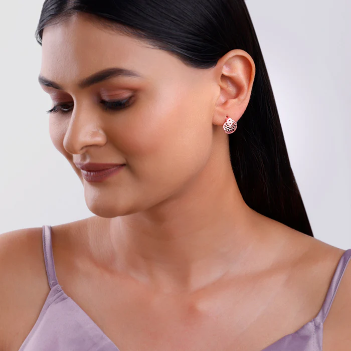 Rose Gold Circular Drop Filigree Earrings - Image 3