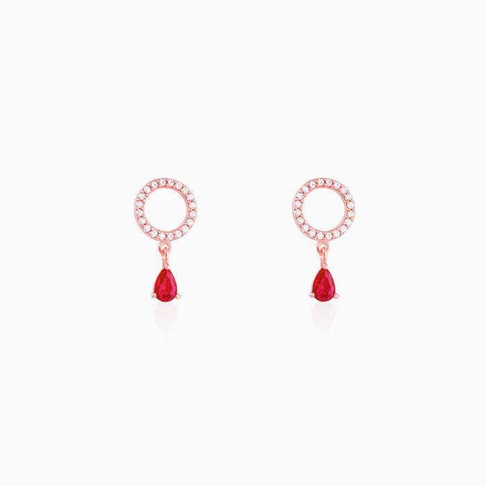 Rose Gold Circular Droplet Earrings