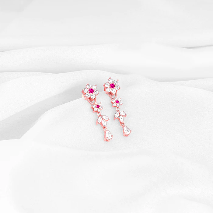 Rose Gold Classic Floral Earrings - Image 2