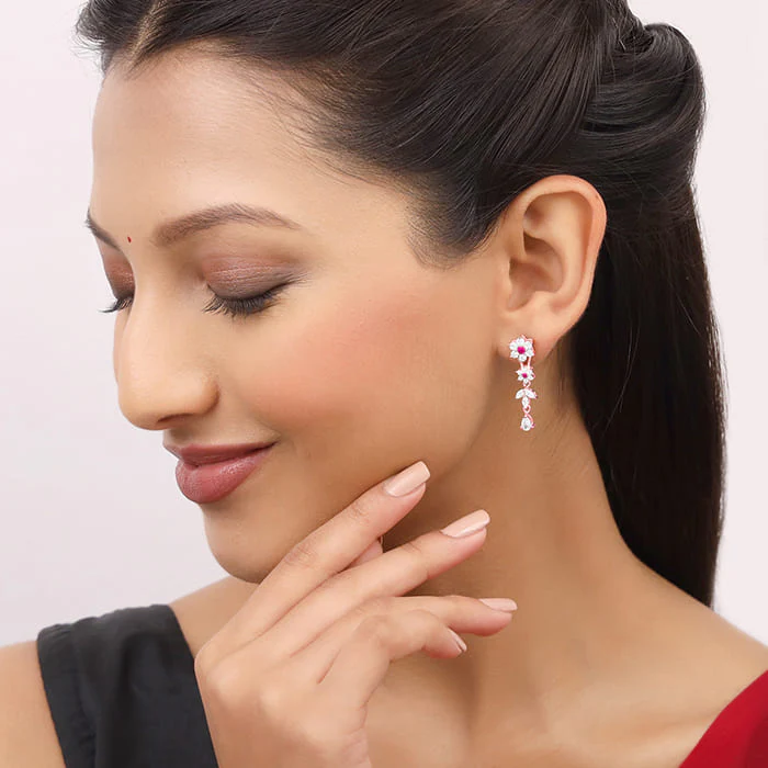 Rose Gold Classic Floral Earrings - Image 3