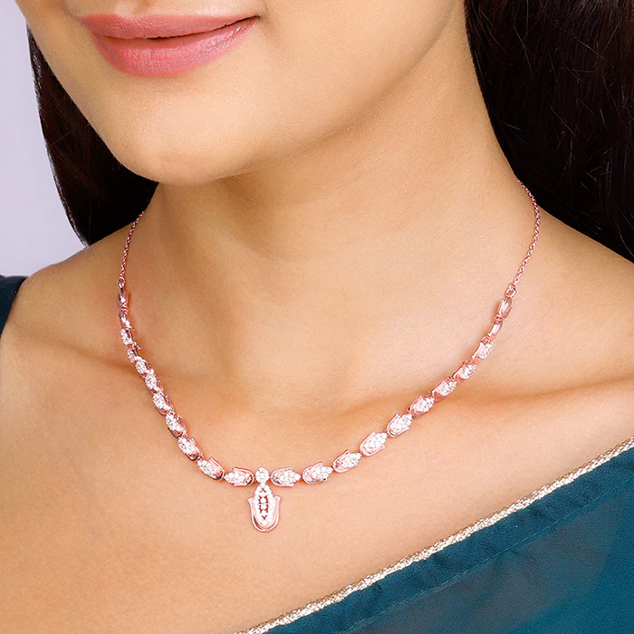 Rose Gold Classic Hamsa Necklace - Image 3