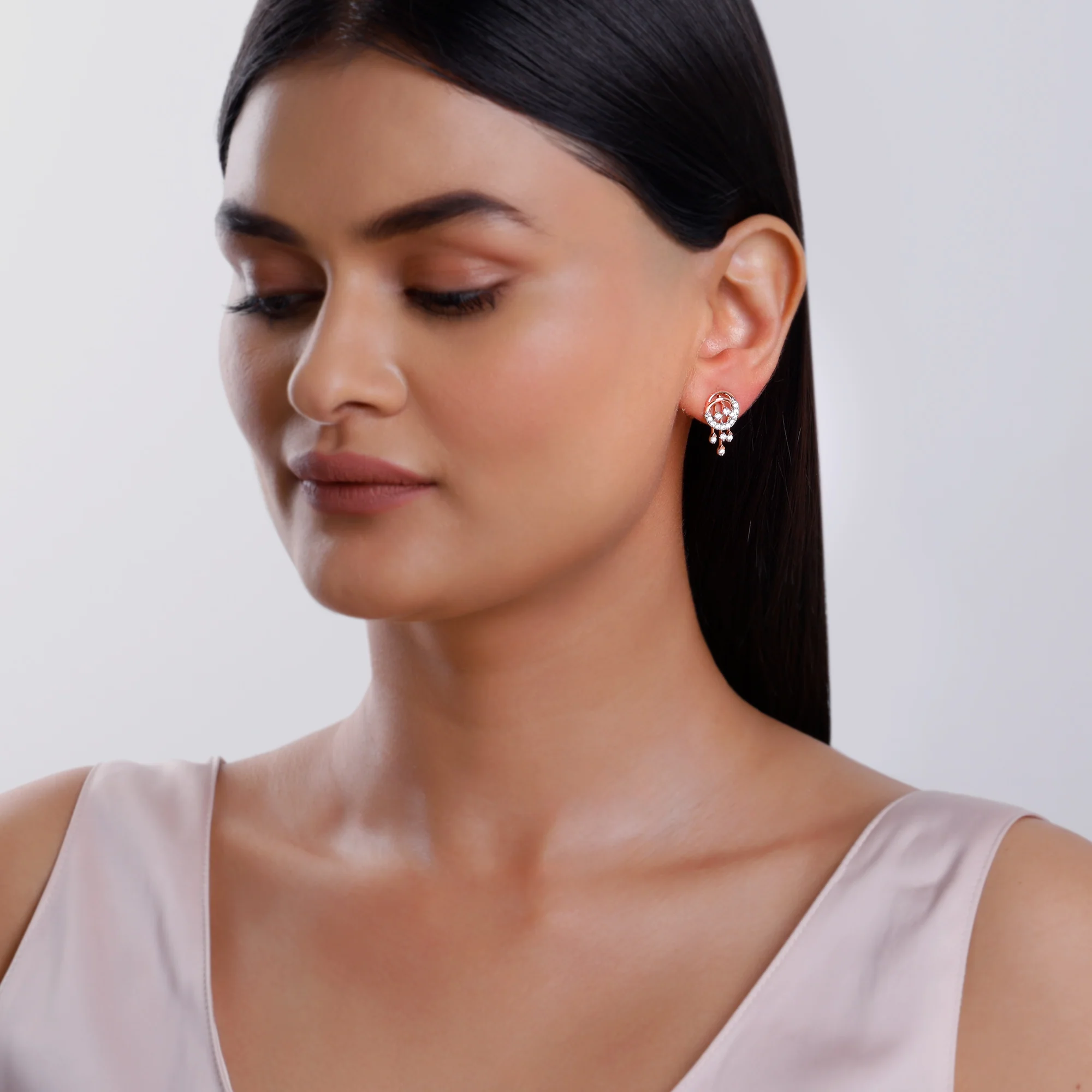 Rose Gold Classic Orb Lab Grown Diamond Earrings - Image 3