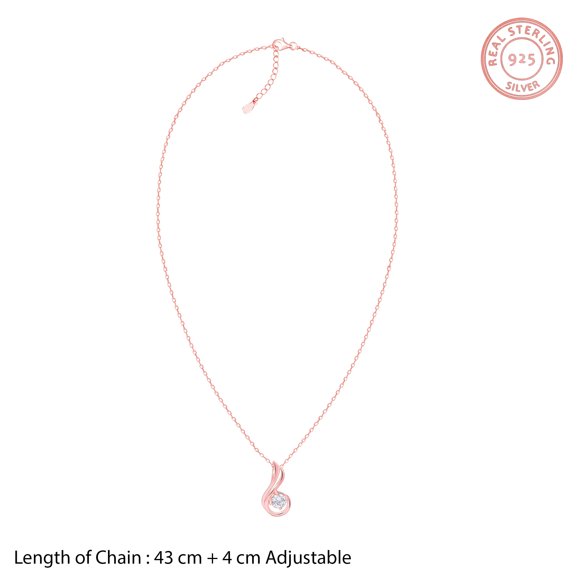 Rose Gold Classic Swirl Pendant With Link Chain - Image 6