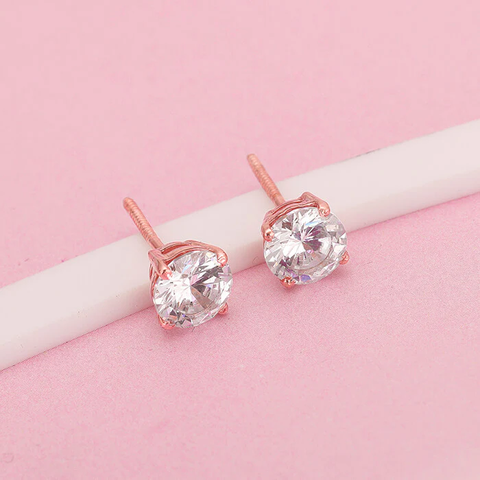 Rose Gold Classic Zircon Earrings - Image 2