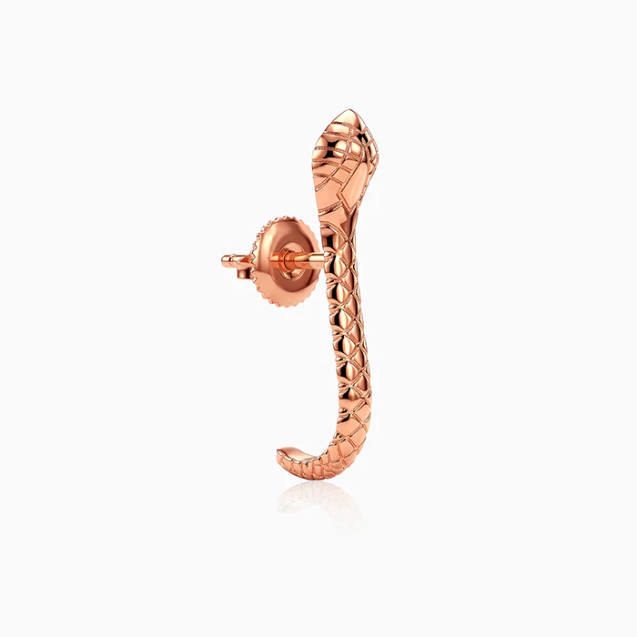 Rose Gold Cobra J Hoop Earrings - Image 4