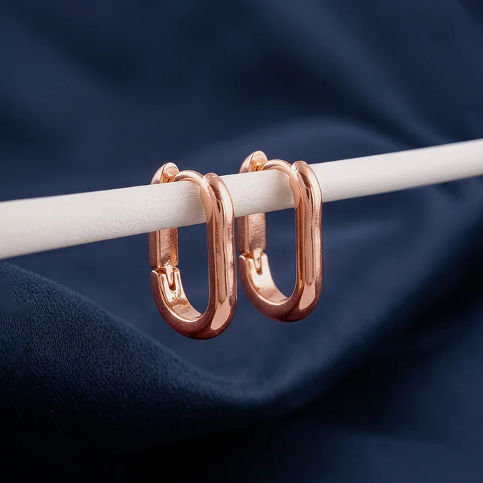 Rose Gold Contemporary Hoop Earrings - Image 2