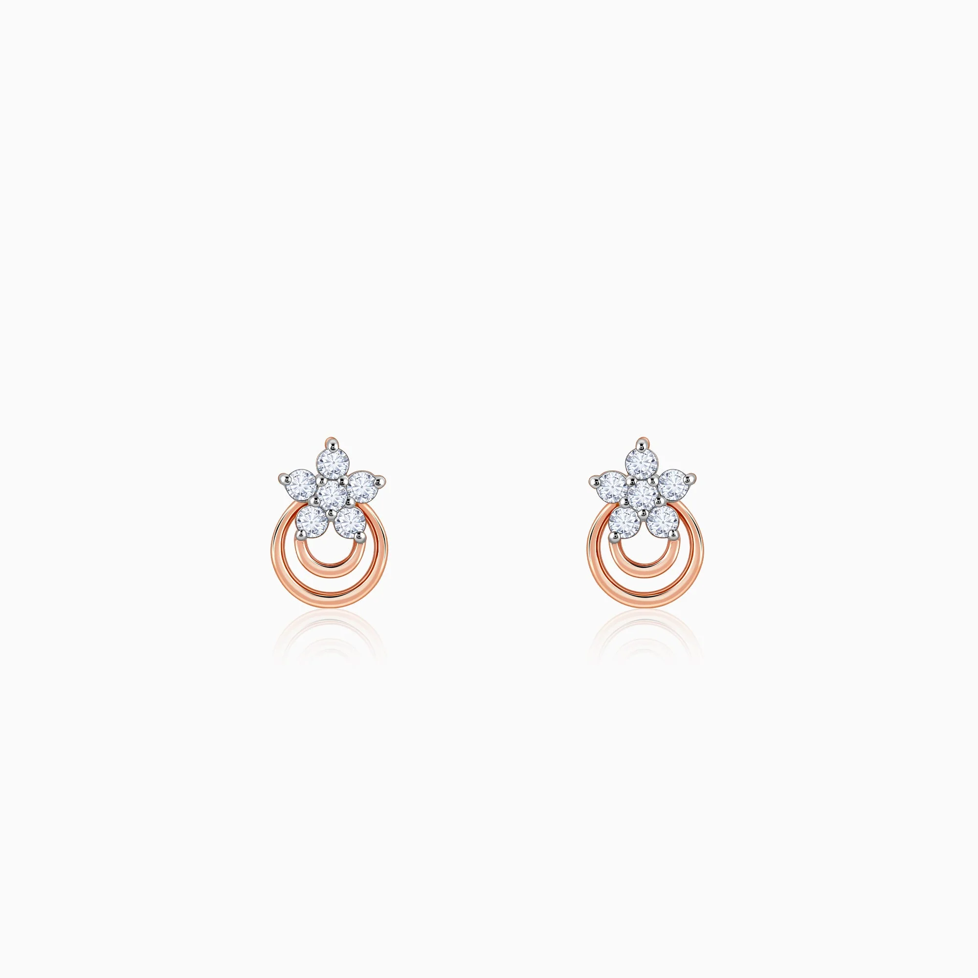 Rose Gold Cosmic Petal Diamond Studs