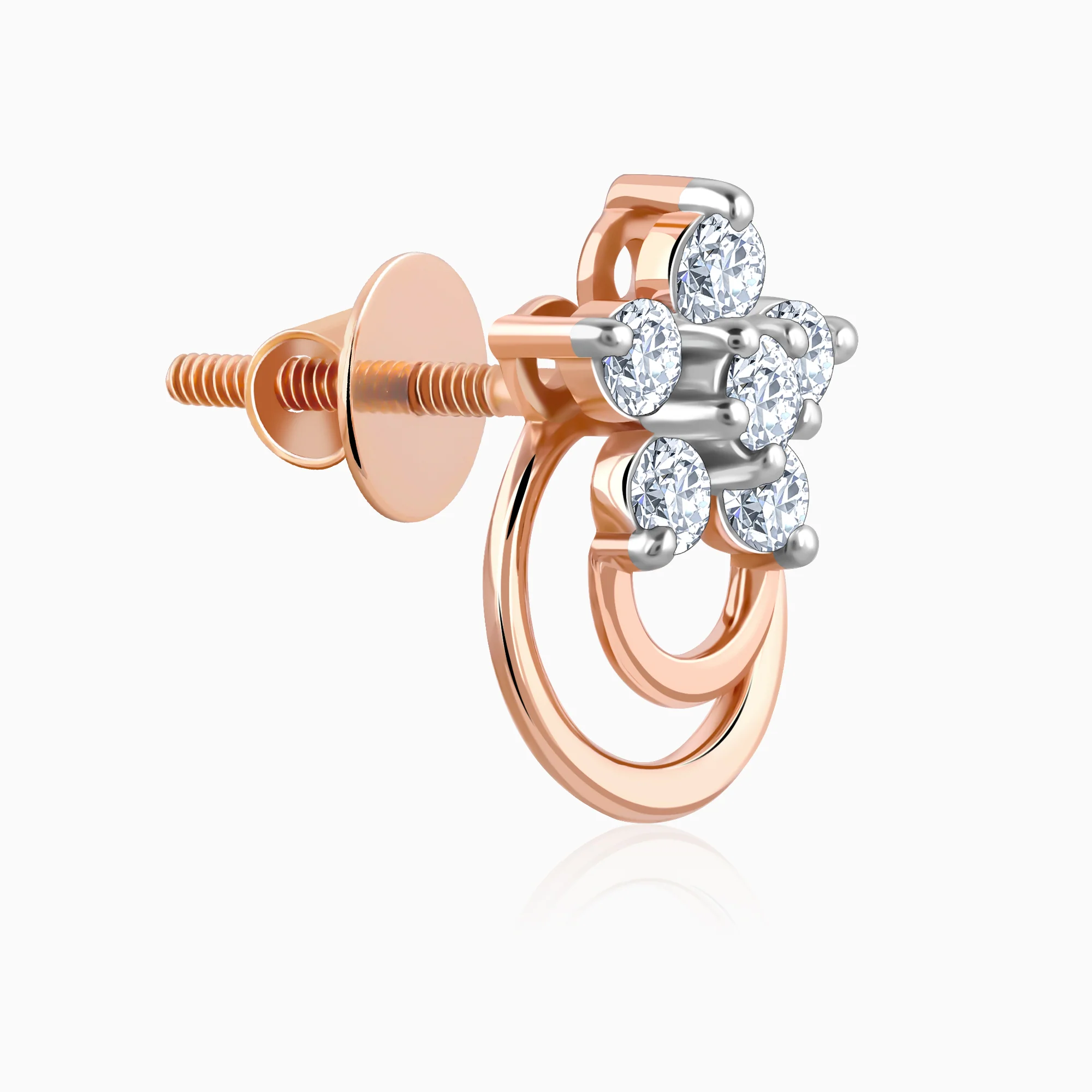 Rose Gold Cosmic Petal Diamond Studs - Image 4