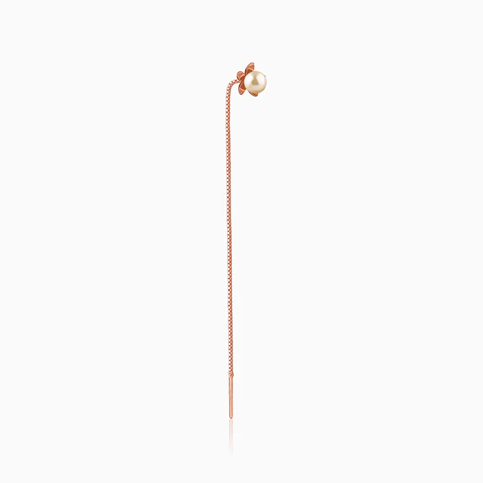 Rose Gold Courteney Pearl Sui Dhaga Earrings - Image 4