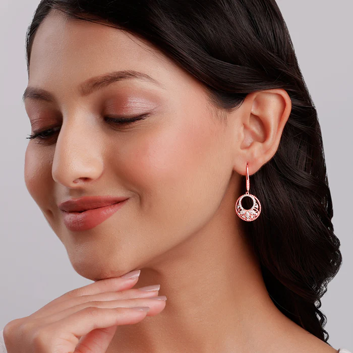 Rose Gold Crescent Affair Earrings - Image 3