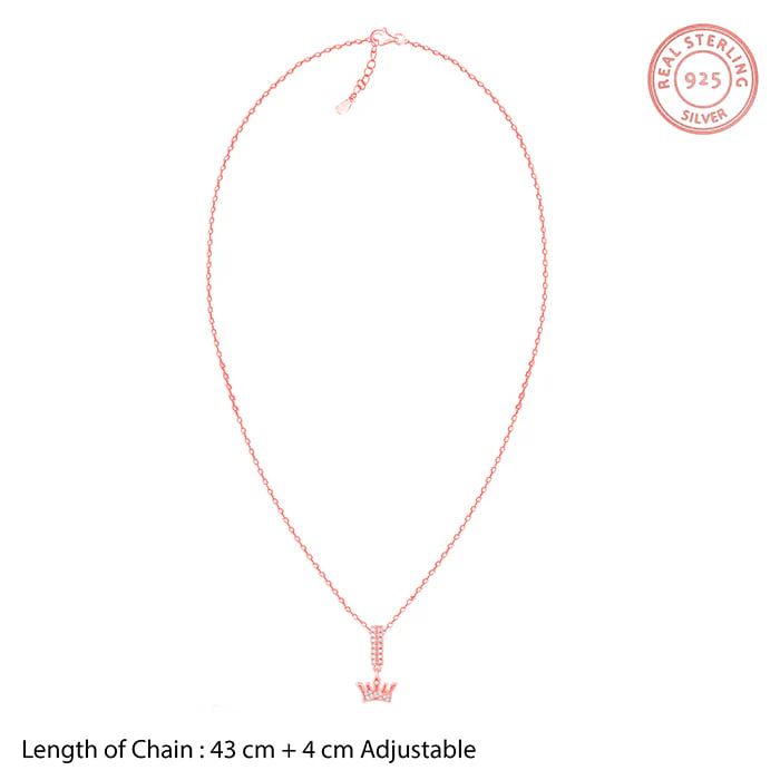 Rose Gold Crown Pendant with Link Chain - Image 5