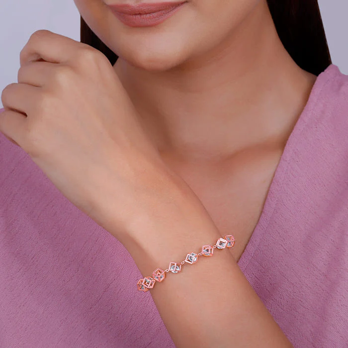 Rose Gold Cubic Crystal Bracelet - Image 3