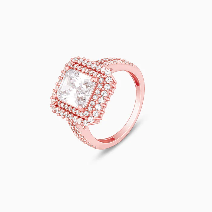 Rose Gold Cubic Solitaire Statement Ring - Image 4