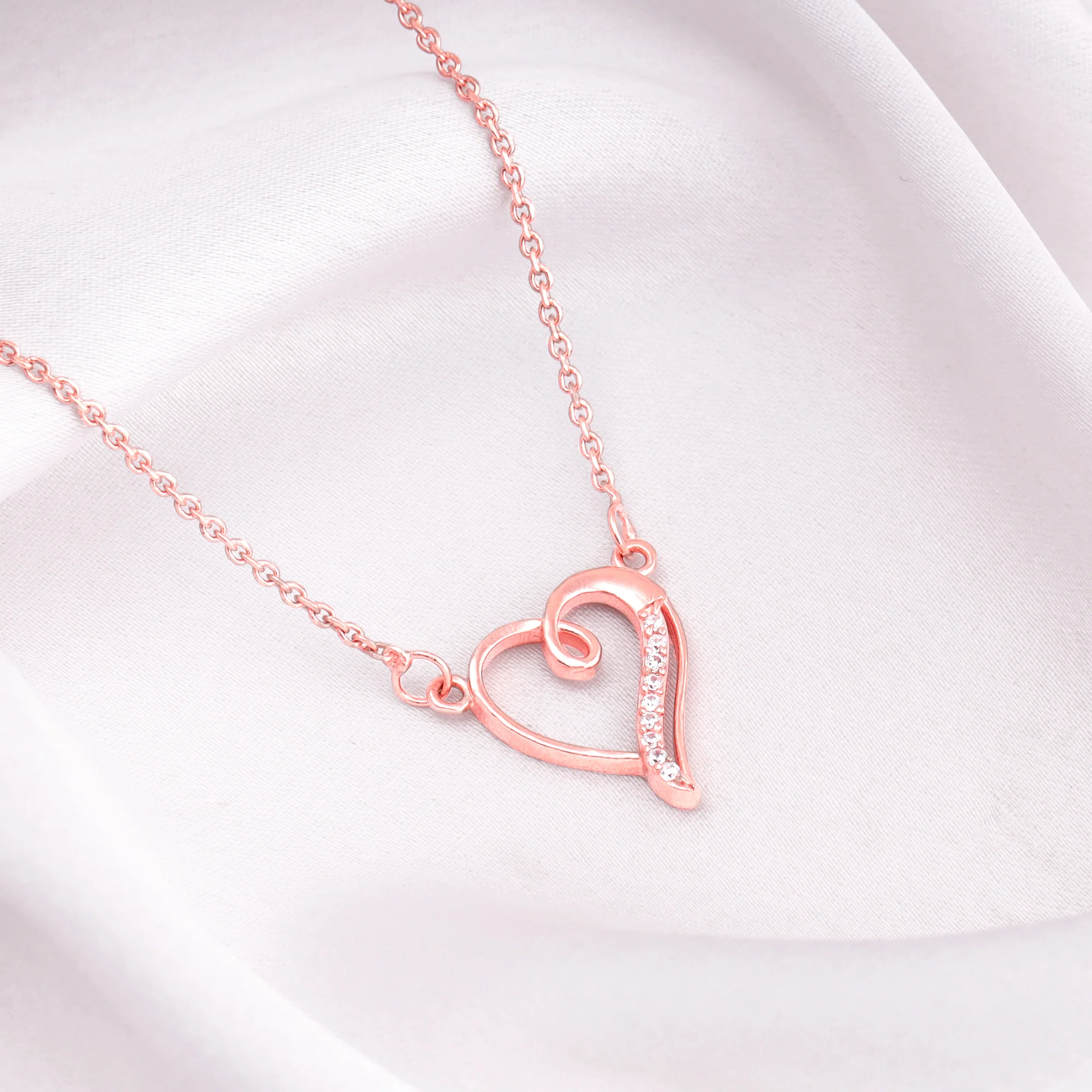 Rose Gold Curl Heart Necklace - Image 2