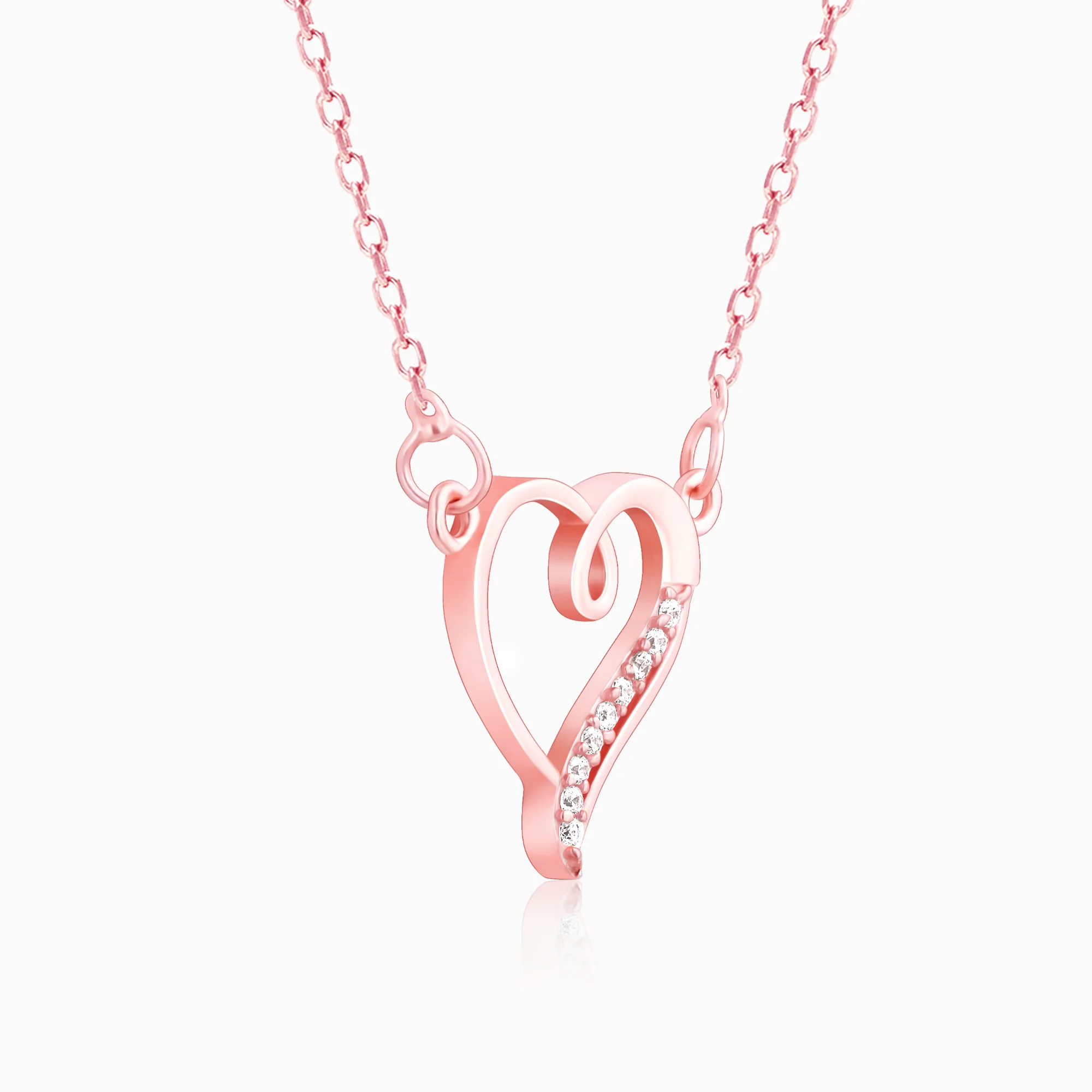 Rose Gold Curl Heart Necklace - Image 4