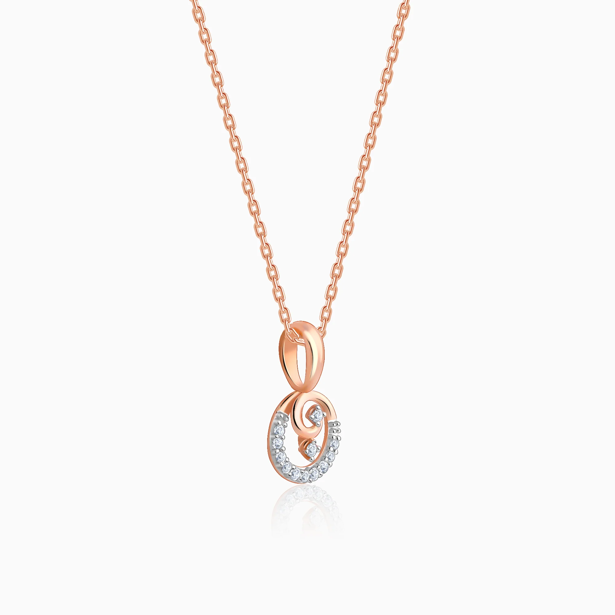 Rose Gold Curled Diamond Pendant - Image 4